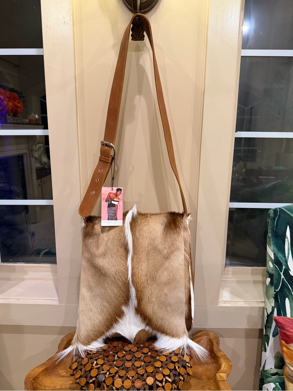 SPRINGBOK ANTELOPE FSP Hair-on-Hide Grain Leather Crossbody CAPE TOWN Handbag